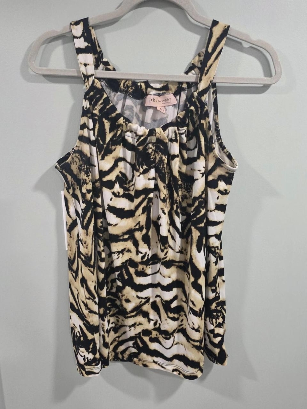 Philosophy Animal-Print Sleeveless Tank in Black and Cream